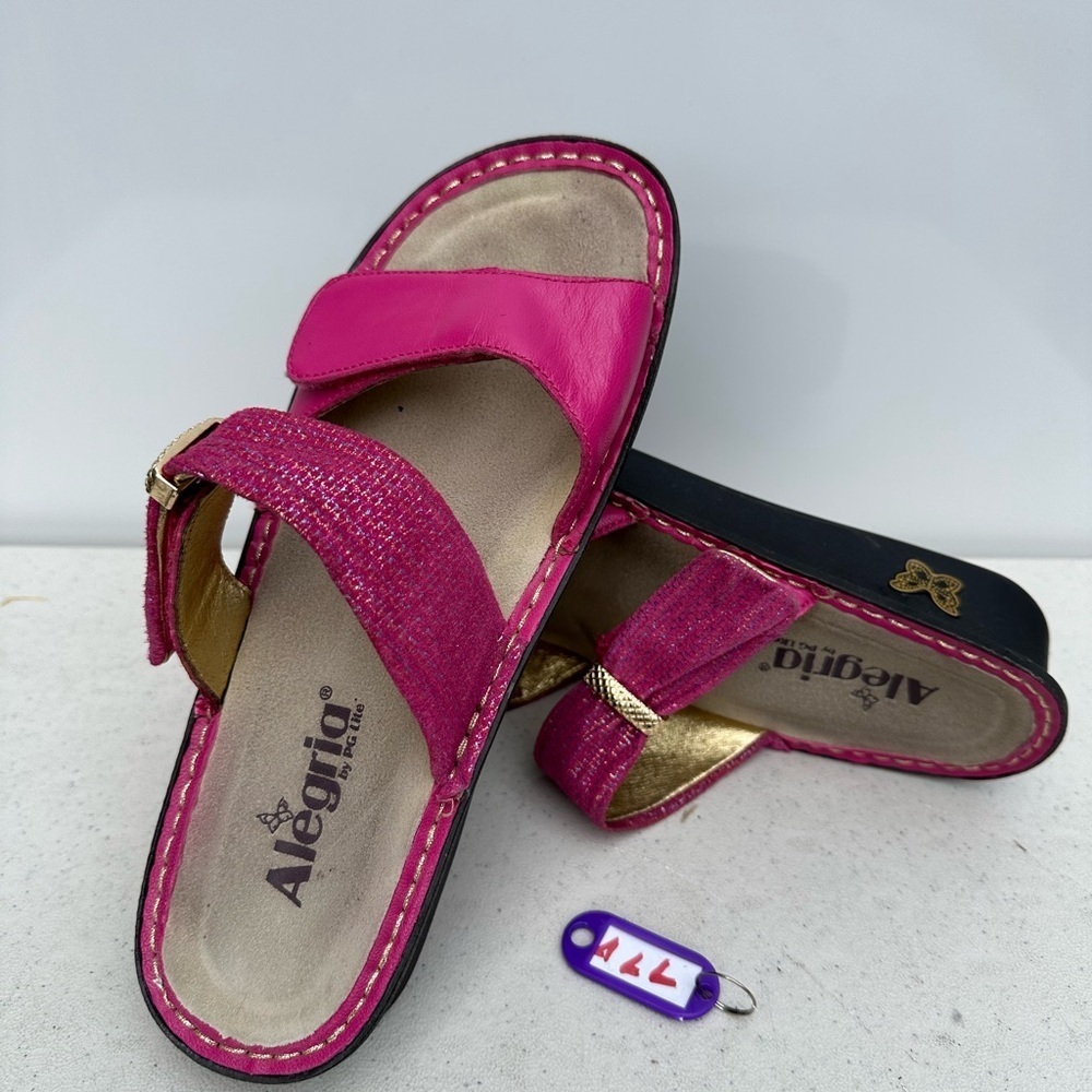 Alegria Womens US8 EU 39 Karmen Fuchsia Mixer Kar-105 Pink Slip On Slide Sandal